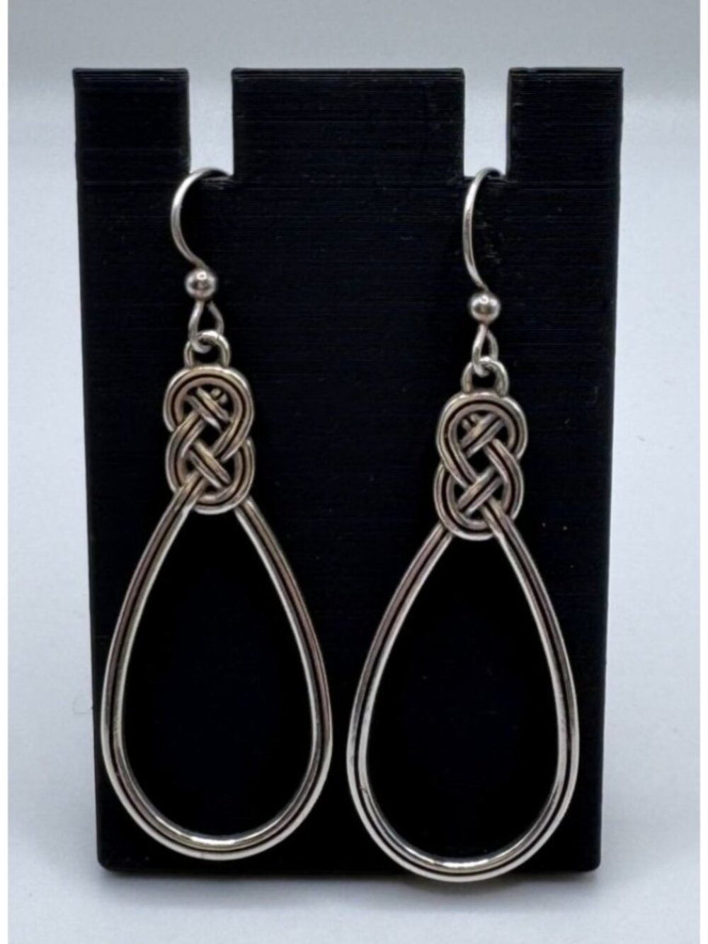 Brighton Silver Plated Interlock French Wire Teardrop Dangle Drop Earrings